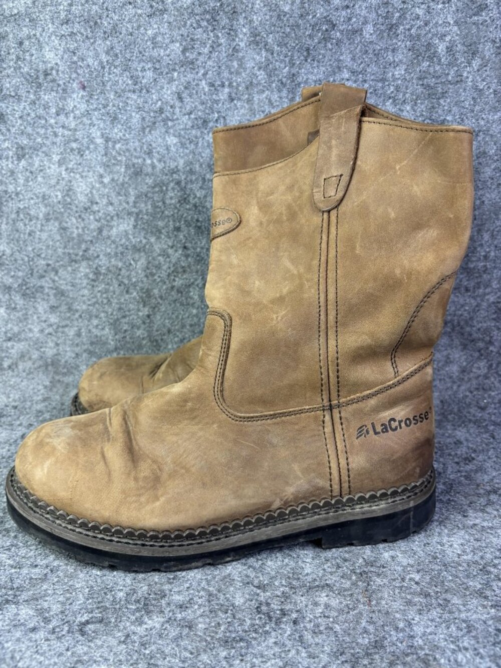 LaCrosse Foreman Work Boots Mens Size 9 Brown Leather Pull On Slip Resistant